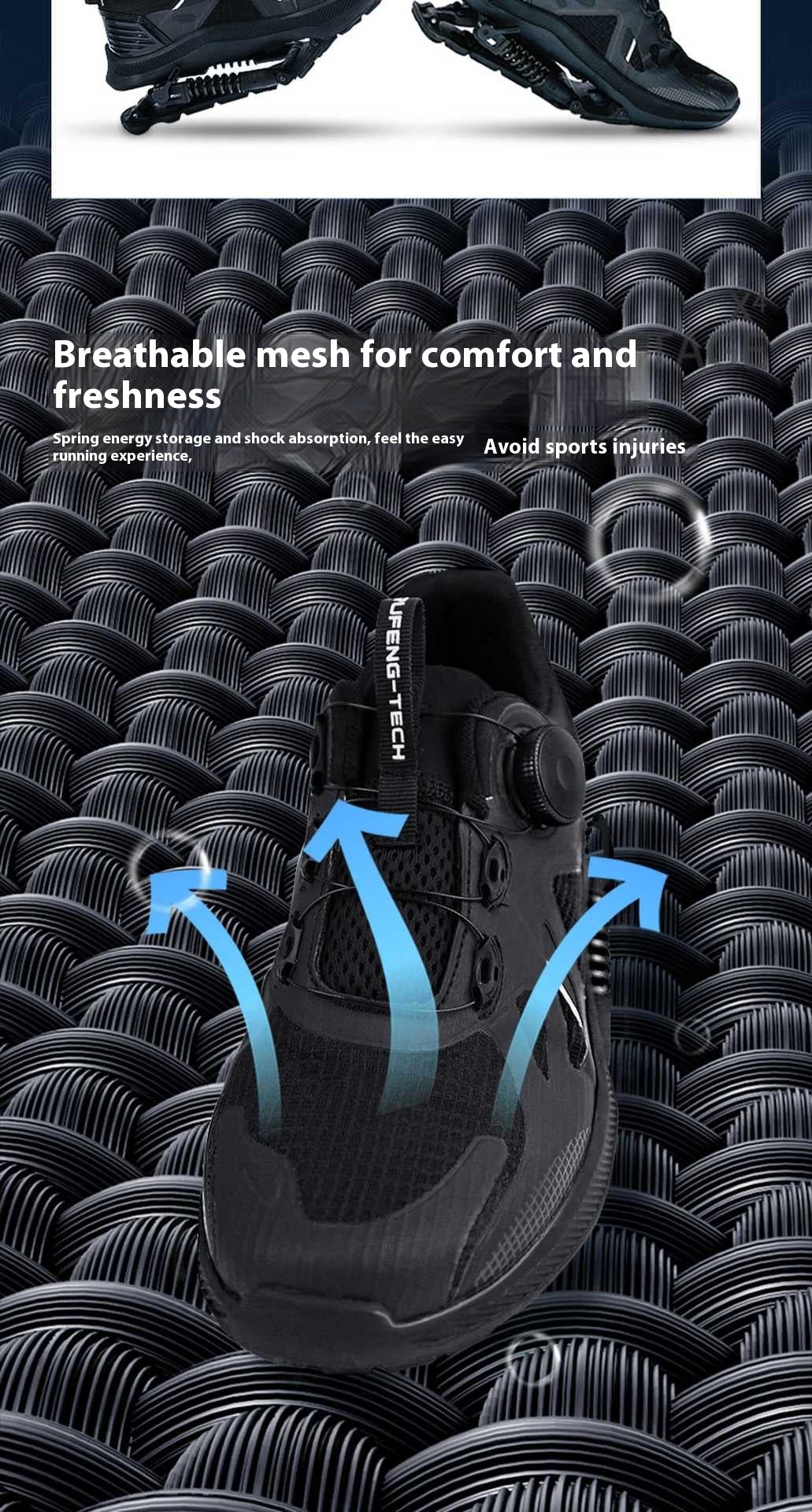 Black Mesh Mid-Top Running Trainers | EU 35–45 | Unisex