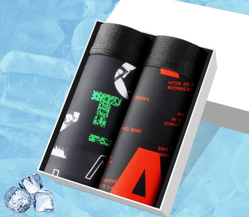Men's Ice Silk Two-Tone Sport Boxer Shorts