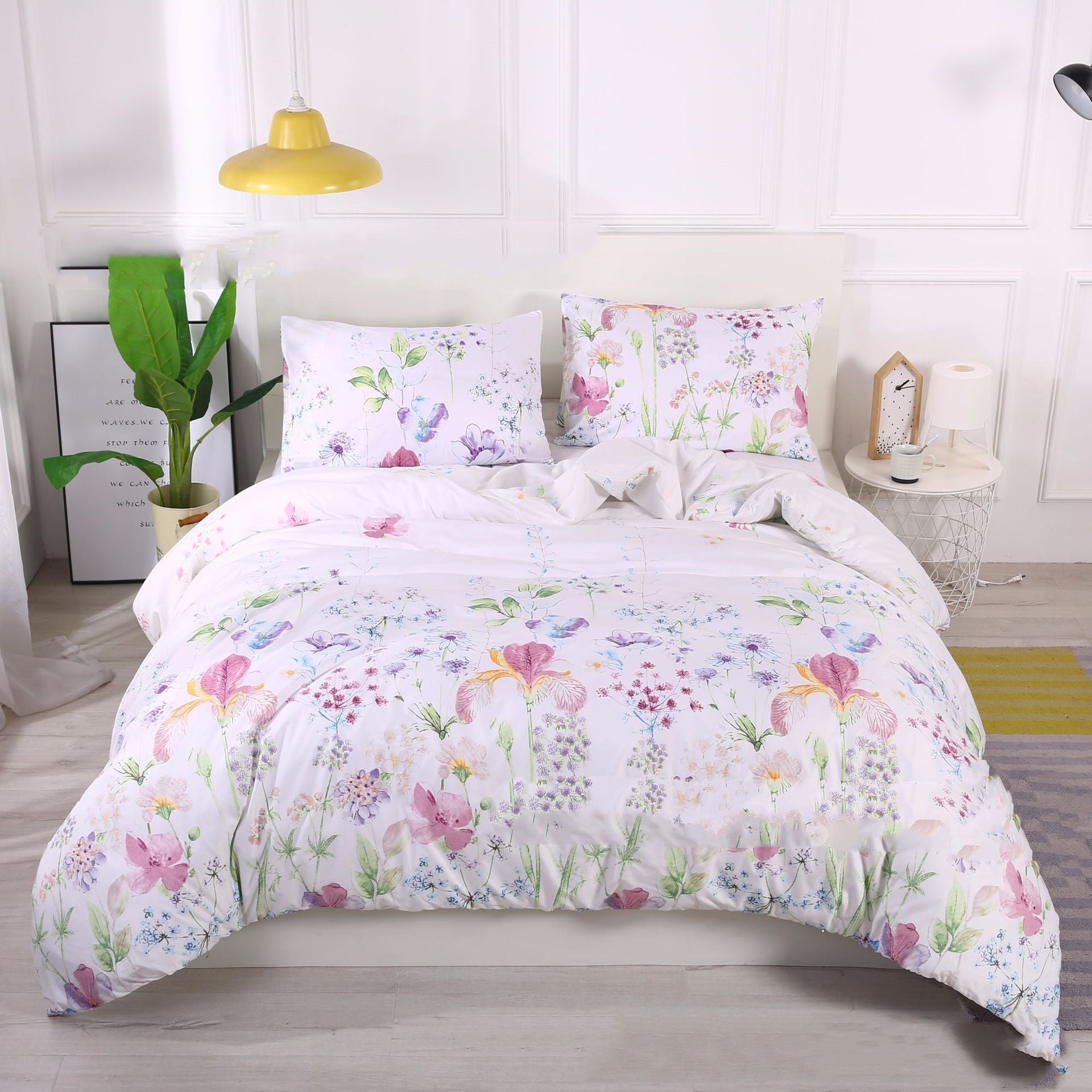 Reversible Floral Print Duvet Cover Set – 3-Piece Polyester Bedding