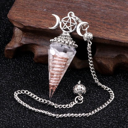 Hexagonal Pyramid Crystal Gemstone Pendant Necklace