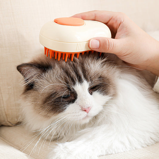 3-in-1 USB Steam Pet Grooming Brush | Self-Cleaning Detangle & Massage Comb
