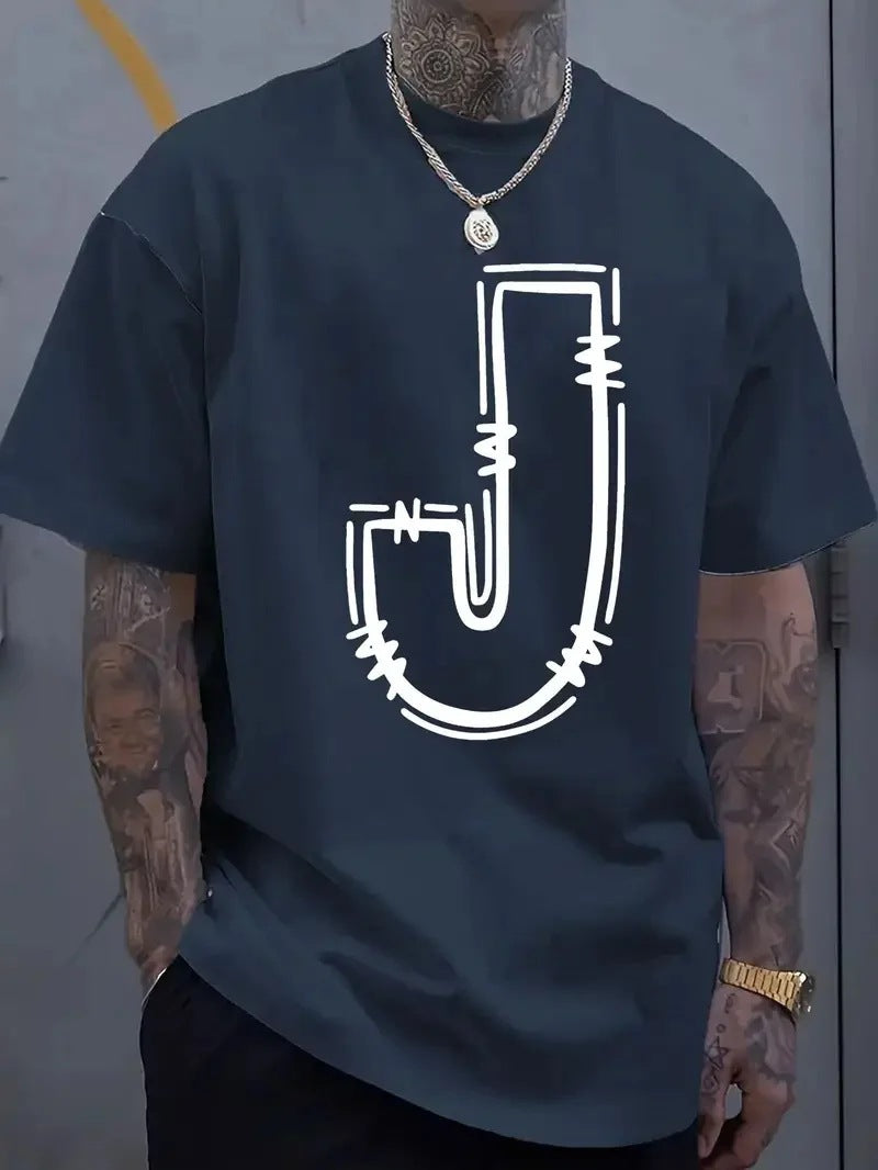 Men's Printed Crew-Neck T-Shirt - Short Sleeve Cotton Graphic Tee 5 Styles