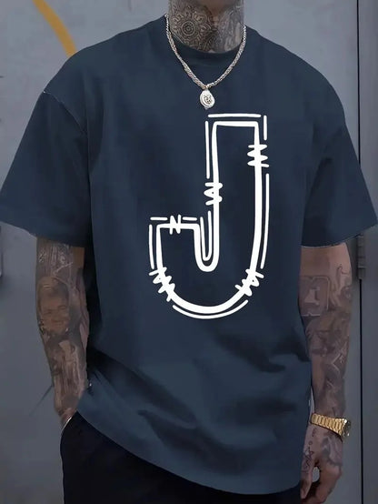 Men's Printed Crew-Neck T-Shirt - Short Sleeve Cotton Graphic Tee 5 Styles