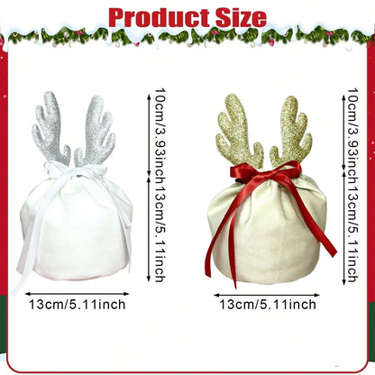 Christmas Velvet Drawstring Gift Pouches | Pack of 5