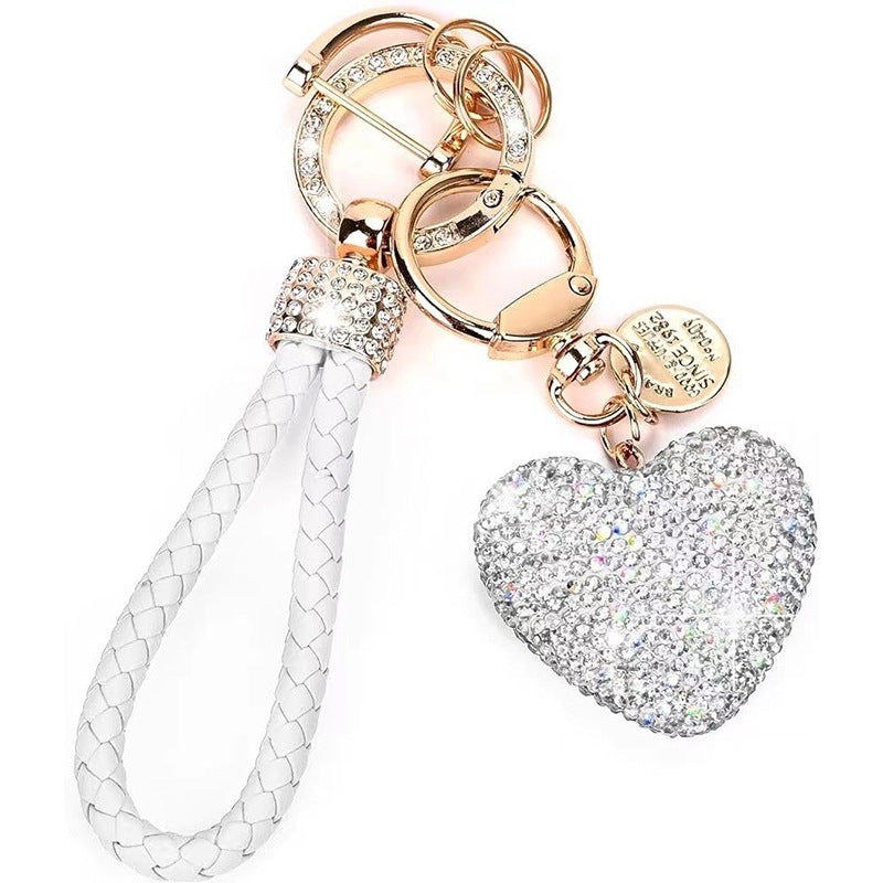 Crystal Heart Rhinestone Keychain | Zinc Alloy Charm | 8 Colours