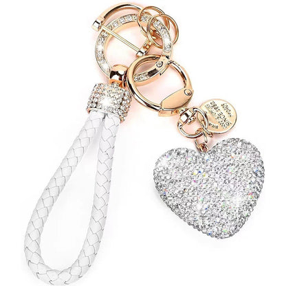 Crystal Heart Rhinestone Keychain | Zinc Alloy Charm | 8 Colours