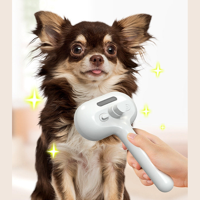 USB Rechargeable Self-Cleaning Pet Slicker Brush | Built-In Misting Spray