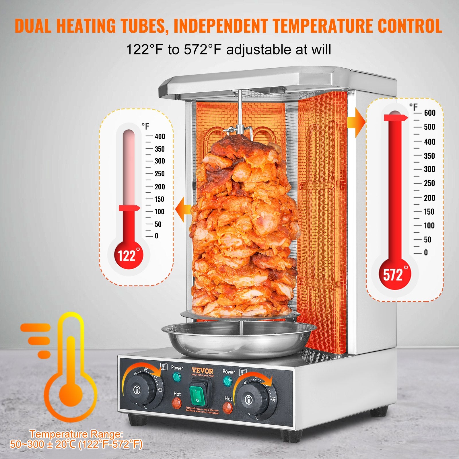 Electric Shawarma & Doner Kebab Grill Machine – Vertical Gyro Rotisserie | 13 lbs