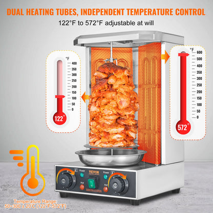 Electric Shawarma & Doner Kebab Grill Machine – Vertical Gyro Rotisserie | 13 lbs