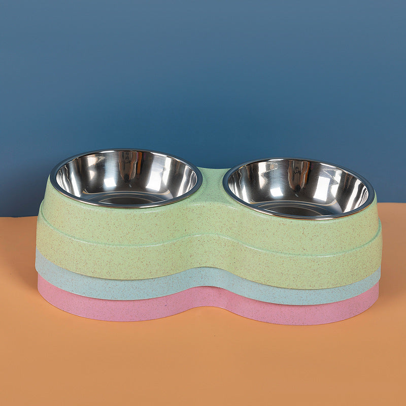 Double Stainless Steel Pet Bowl | 2-in-1 Food & Water Feeder for Dogs & Cats