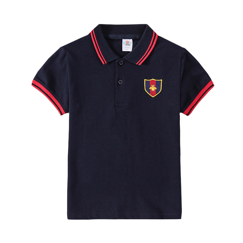 Boys' Short Sleeve Cotton Polo Shirt | Moisture Wicking Lapel Kids Top