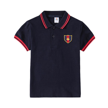 Boys' Short Sleeve Cotton Polo Shirt | Moisture Wicking Lapel Kids Top