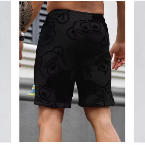 Men's Bear Print Beach Shorts