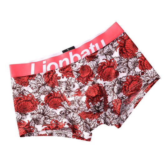 Men's Ice Silk Printed Boxer Briefs – Quick-Dry Breathable Mid-Waist 4 Designs