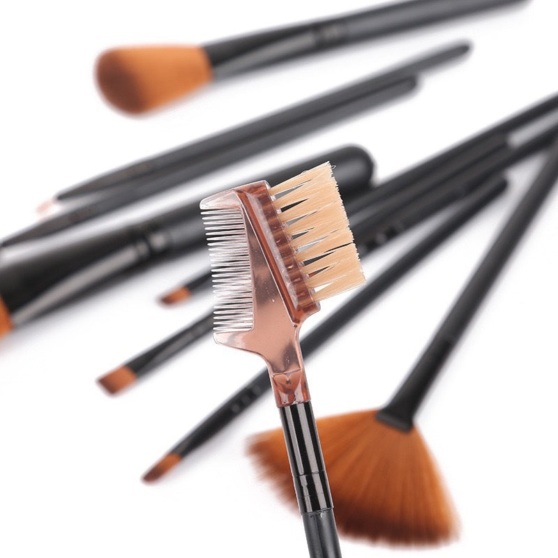 12-Piece Makeup Brush Set with Barrel Box – Rayon Bristles, 8 Colours