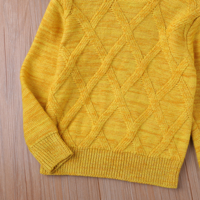 Children's Checked Turtleneck Sweater | Kids Winter Knitwear