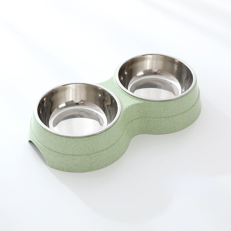 Double Stainless Steel Pet Bowl | 2-in-1 Food & Water Feeder for Dogs & Cats