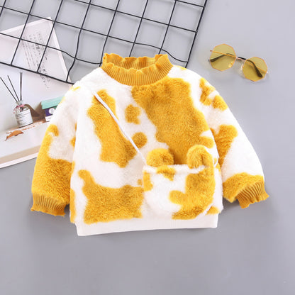 Girls Plush Fleece Sweatshirt – Soft Cotton Kids Pullover