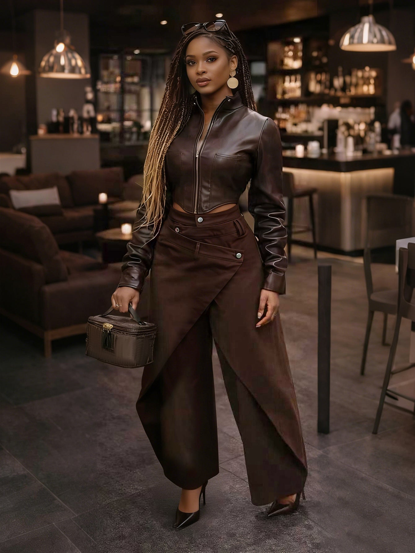 Women's Retro High-Waist Wide-Leg Trousers - Metal Buckle, 4 Colours