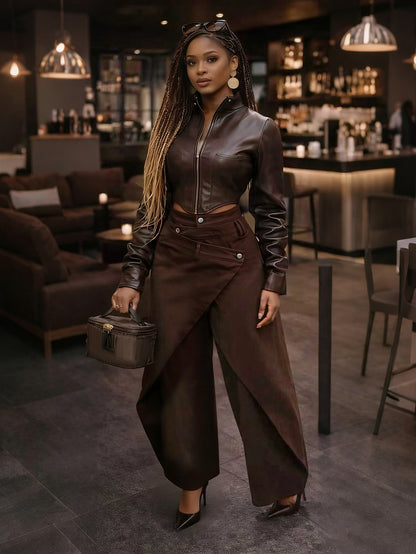 Women's Retro High-Waist Wide-Leg Trousers - Metal Buckle, 4 Colours