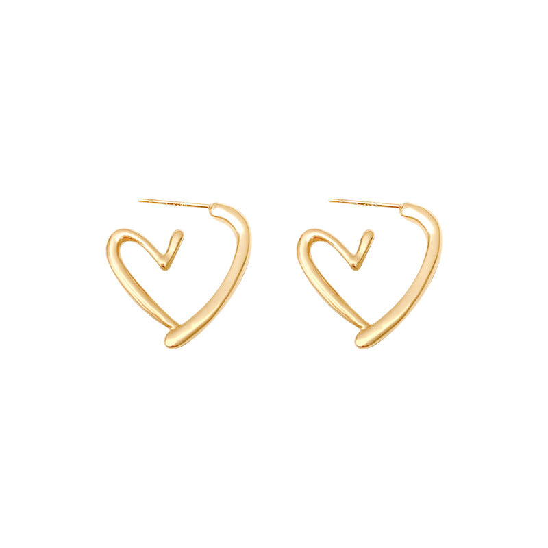 Heart-Shaped Stud Earrings | Electroplated Metal Earrings for Women