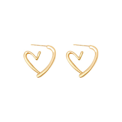 Heart-Shaped Stud Earrings | Electroplated Metal Earrings for Women