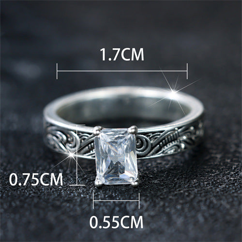 Retro Minimalist White Diamond Ring Casual And Versatile For Women