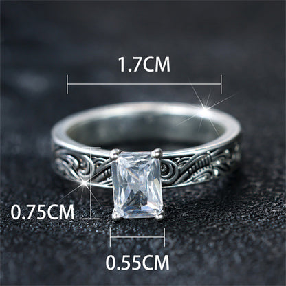 Retro Minimalist White Diamond Ring Casual And Versatile For Women