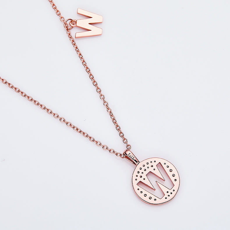 Moissanite Letter W Necklace | Platinum-Plated S925 Silver | GRA Certified