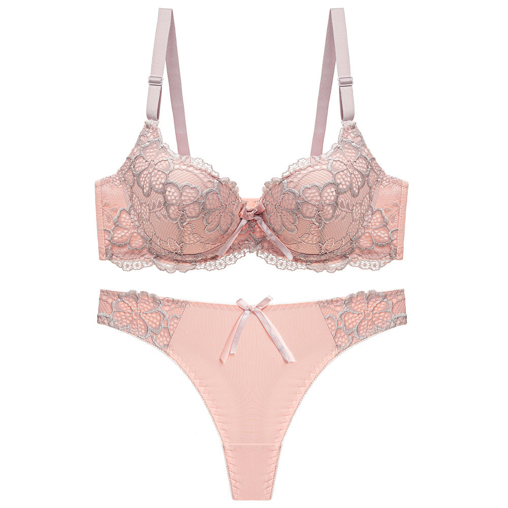 Women's Push-Up Lace Bra Set | Adjustable Detachable Strap