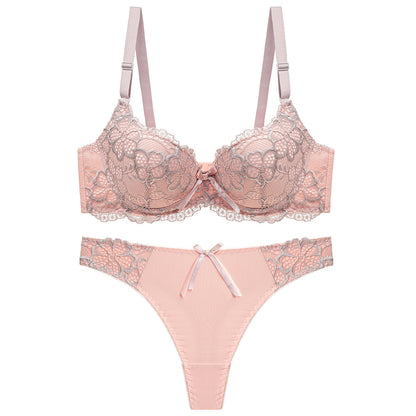 Women's Push-Up Lace Bra Set | Adjustable Detachable Strap