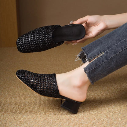 Women's Woven Upper Flat Sandals – Square Toe Casual | EU 35–40