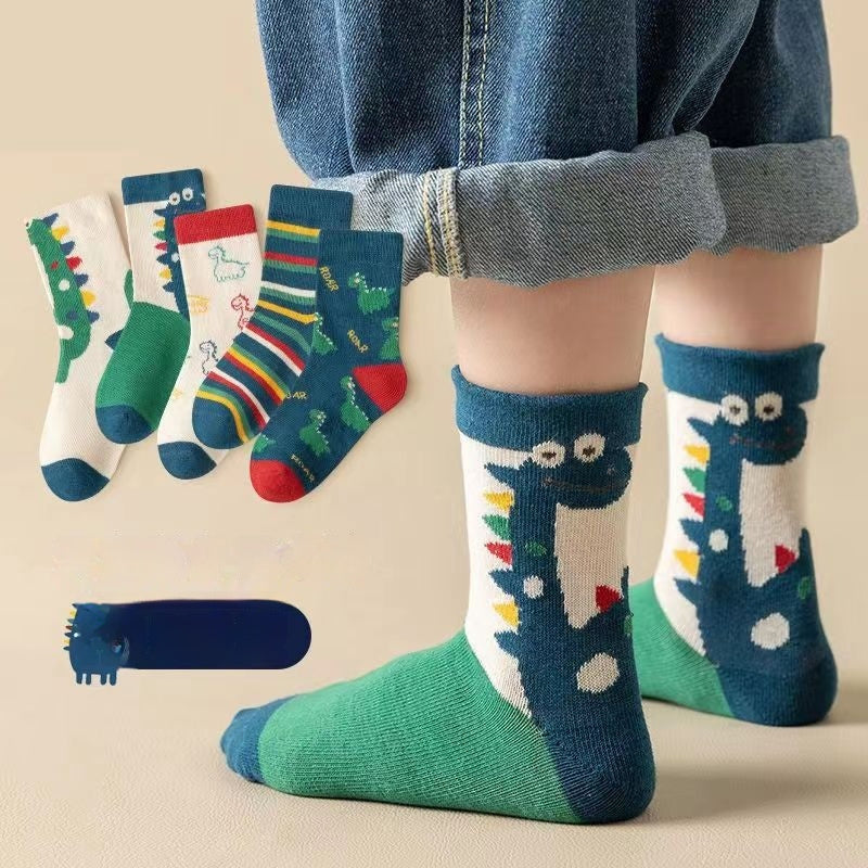 Children's Cartoon Cotton Socks – Dinosaur, Car & Bear | Kids Socks