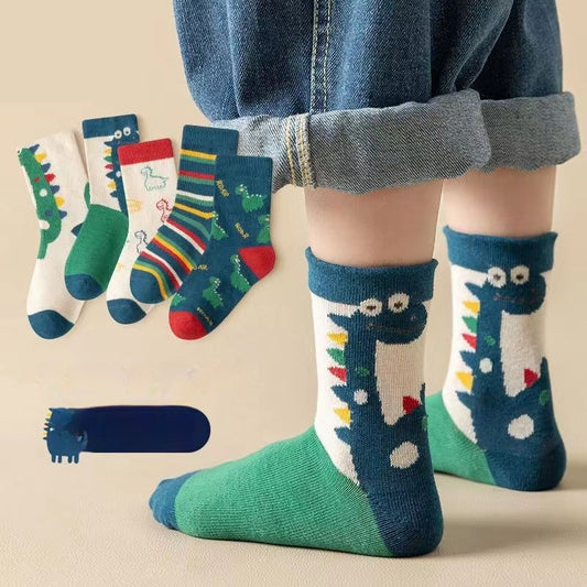 Children's Cartoon Cotton Socks – Dinosaur, Car & Bear | Kids Socks