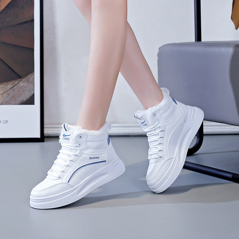 Women's Plush-Lined Lace-Up Mid-Height Casual Shoes | Height Boosting | EU 35-40