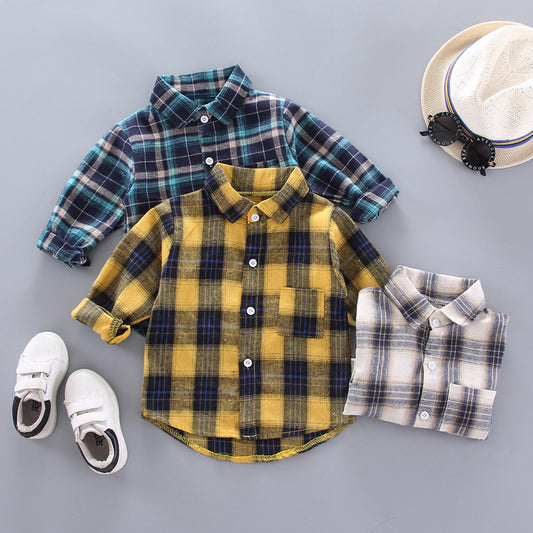 Children's Plaid Shirt | Unisex Cotton Long Sleeve Top