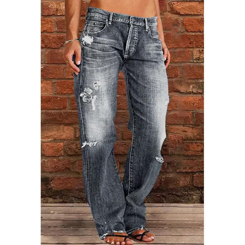 Women's High-Waist Loose Fit Jeans - Raw Hem, 10 Colours, S-5XL