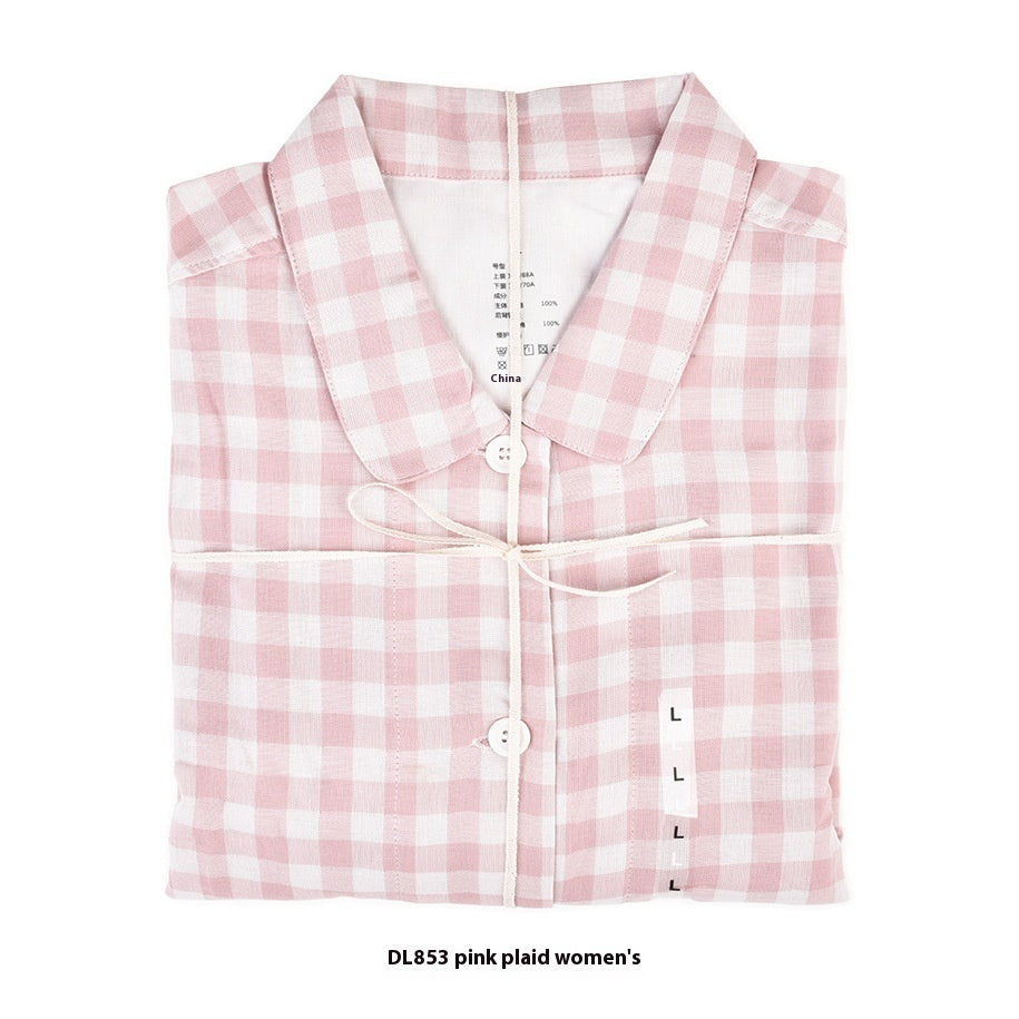 Double-Layer Cotton Pyjama Set | Plaid Loungewear for Men & Women