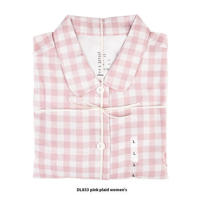 Double-Layer Cotton Pyjama Set | Plaid Loungewear for Men & Women