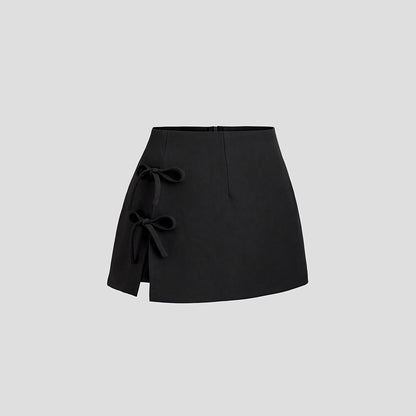 Women's Bow Detail Zip A-Line Mini Skirt