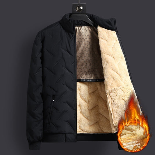 Men's Mid-Length Corduroy Padded Coat - Cotton-Lined Winter Jacket