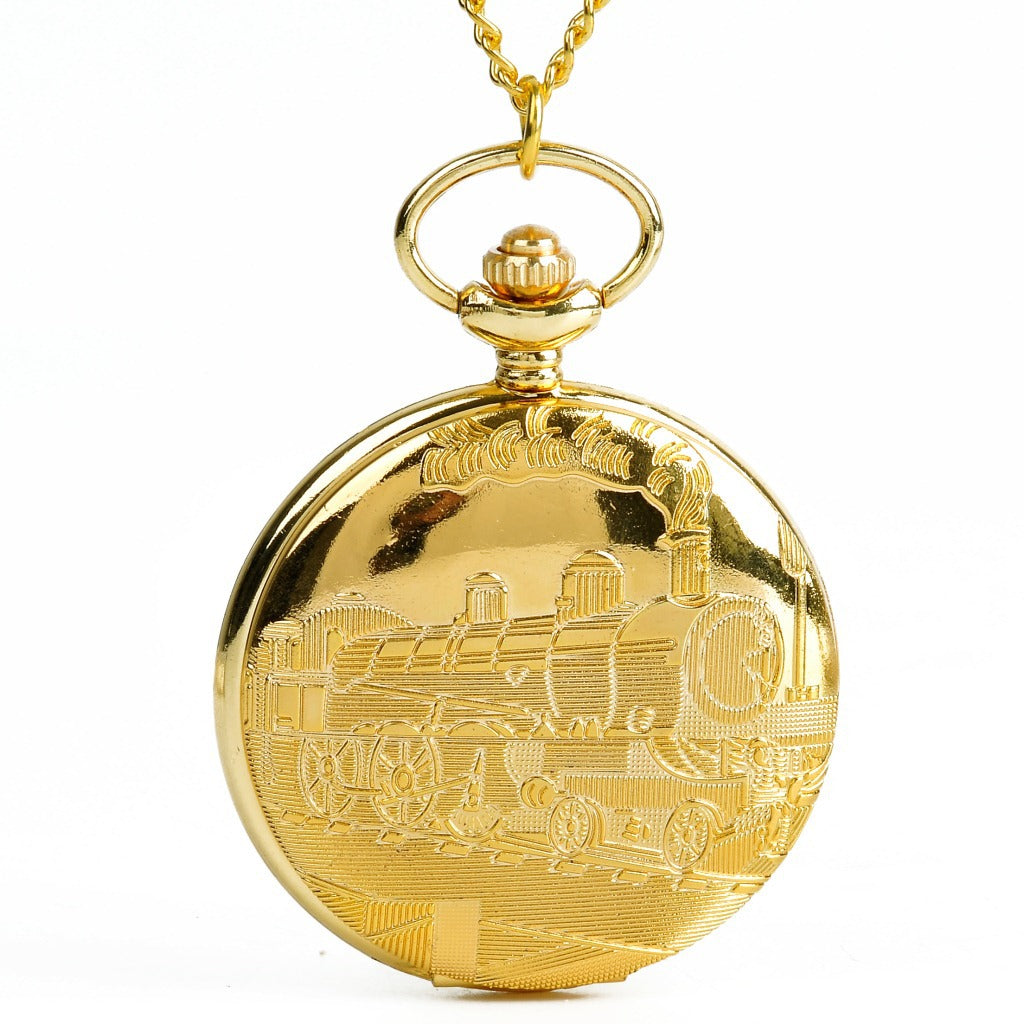 Antique Gold Train Pocket Watch – Vintage Unisex Timepiece