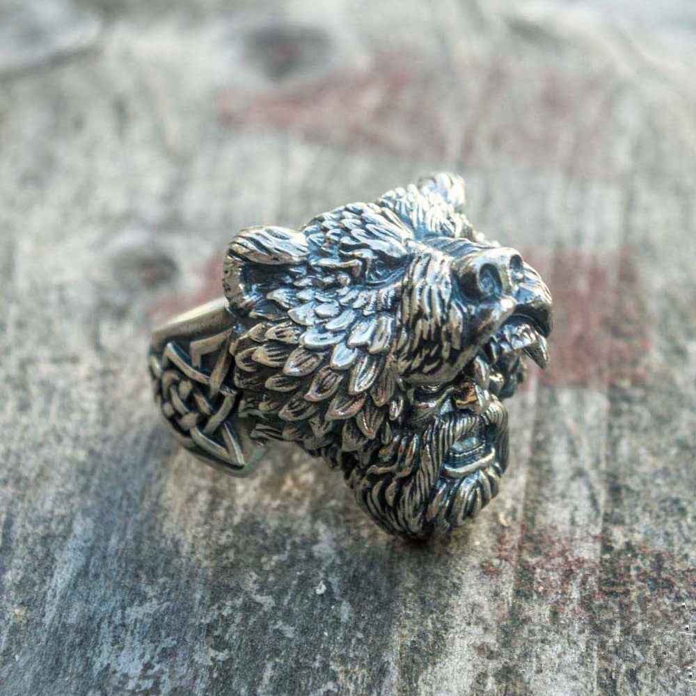 Men's Viking Bear Head Celtic Ring – Norse Warrior Alloy Band