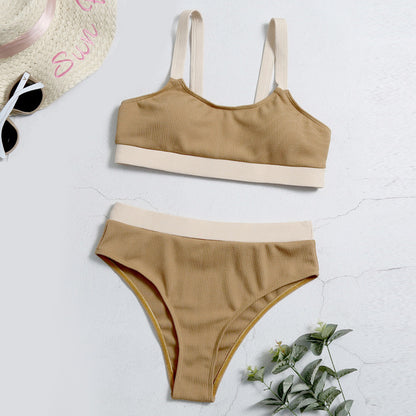 Women's High-Waist Bikini Set – 22 Colours, Bra & Shorts