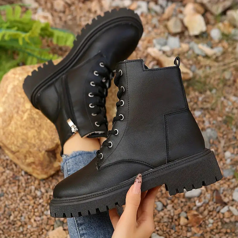 Women's Chunky Heel Ankle Boots – Side Zip Round Toe | EU 35–42