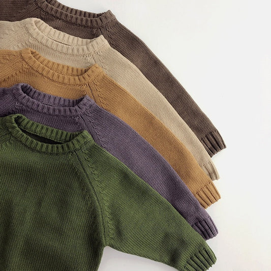 Kids Retro Knit Pullover Top – Soft Long Sleeve Knitwear