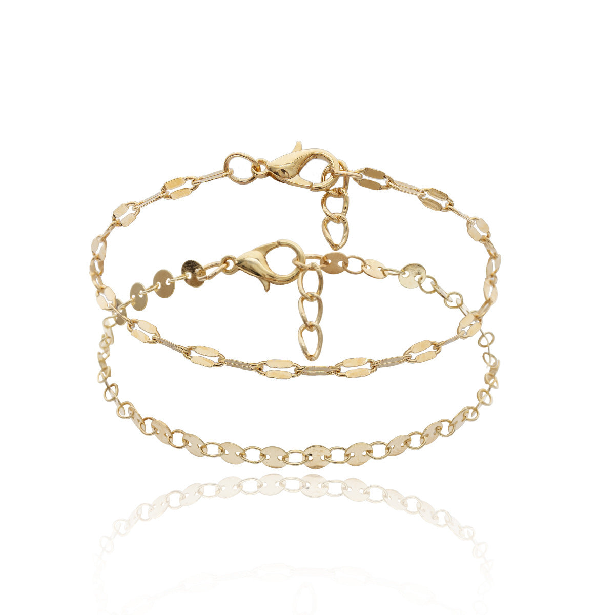 Sequin Chain Combination Bracelet Set | Golden & Silver