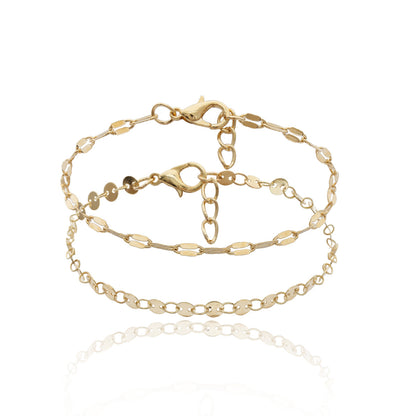 Sequin Chain Combination Bracelet Set | Golden & Silver