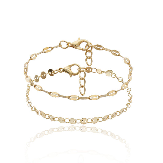 Sequin Chain Combination Bracelet Set | Golden & Silver