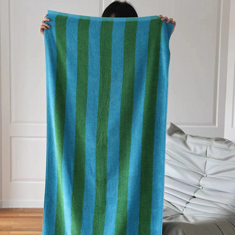 Wide Stripe Combed Cotton Towel | Retro Mori Style | 4 Colours | S, L or Set